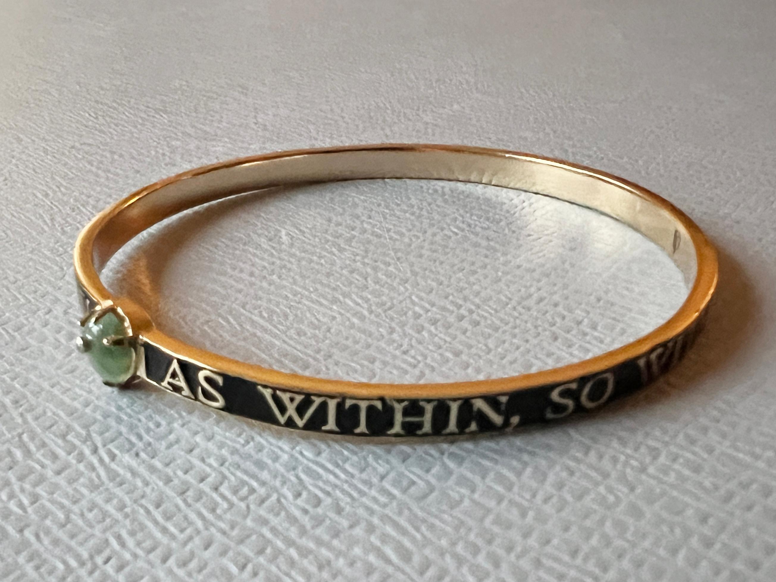 Emerald Diamond Bangle Bracelet Spiritual Black Enamel For Sale 8