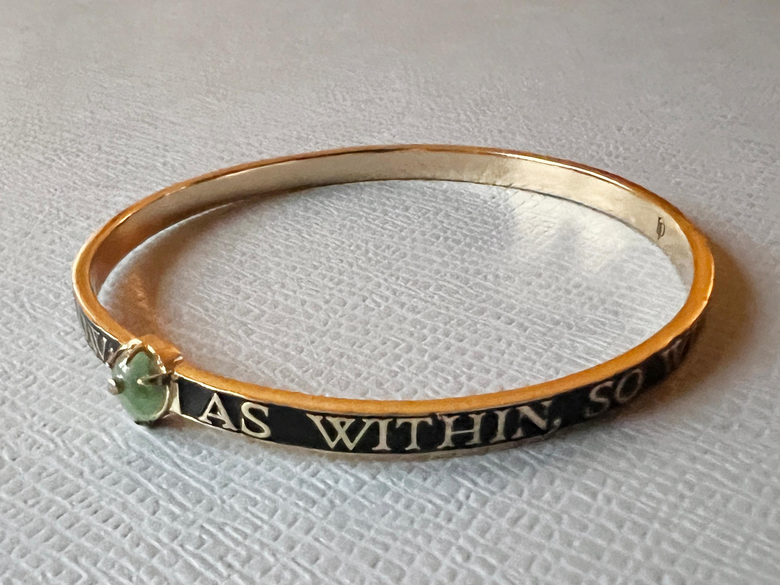Emerald Diamond Bangle Bracelet Spiritual Black Enamel For Sale 3