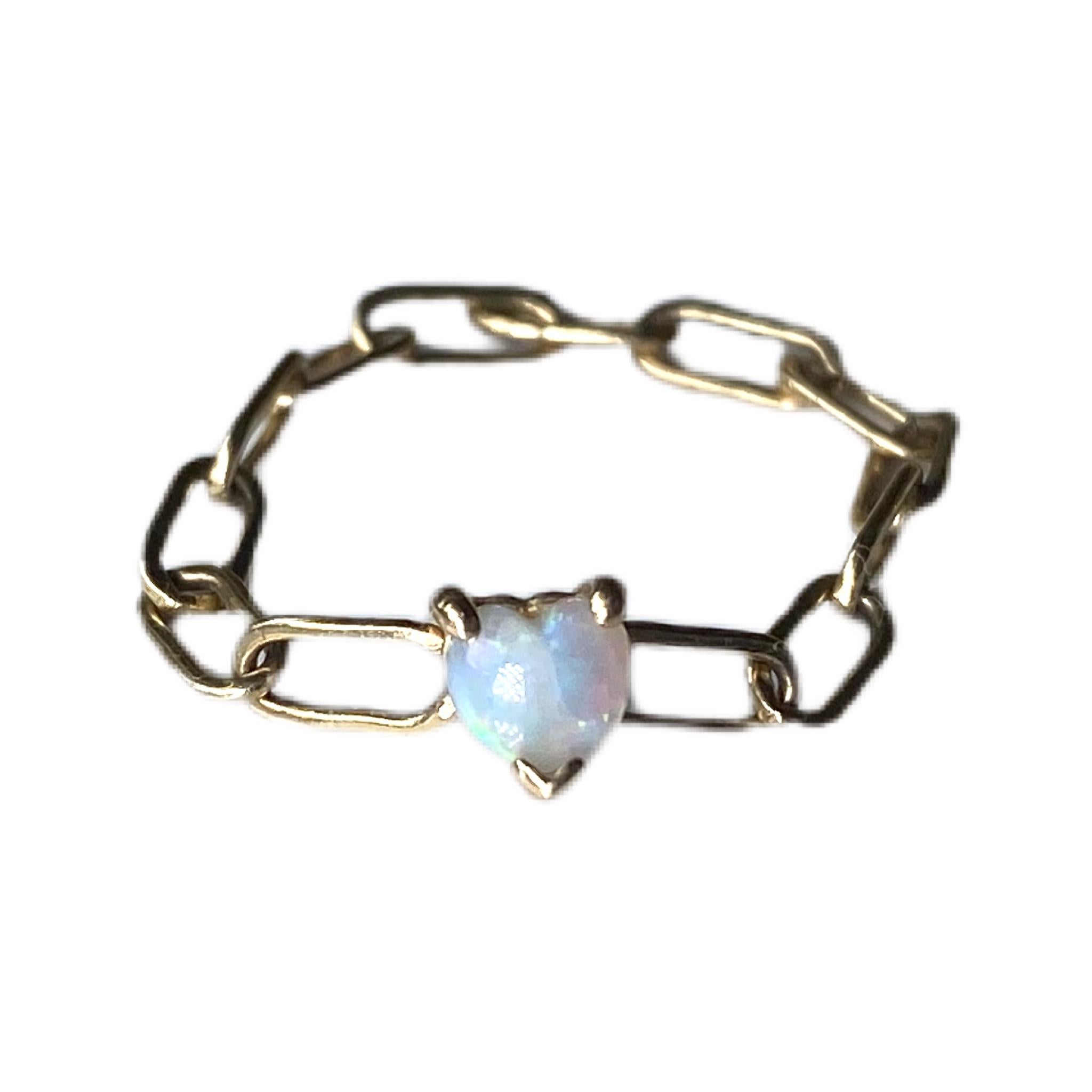 Heart Cut Heart Emerald Ring 14K Gold Chain J Dauphin For Sale