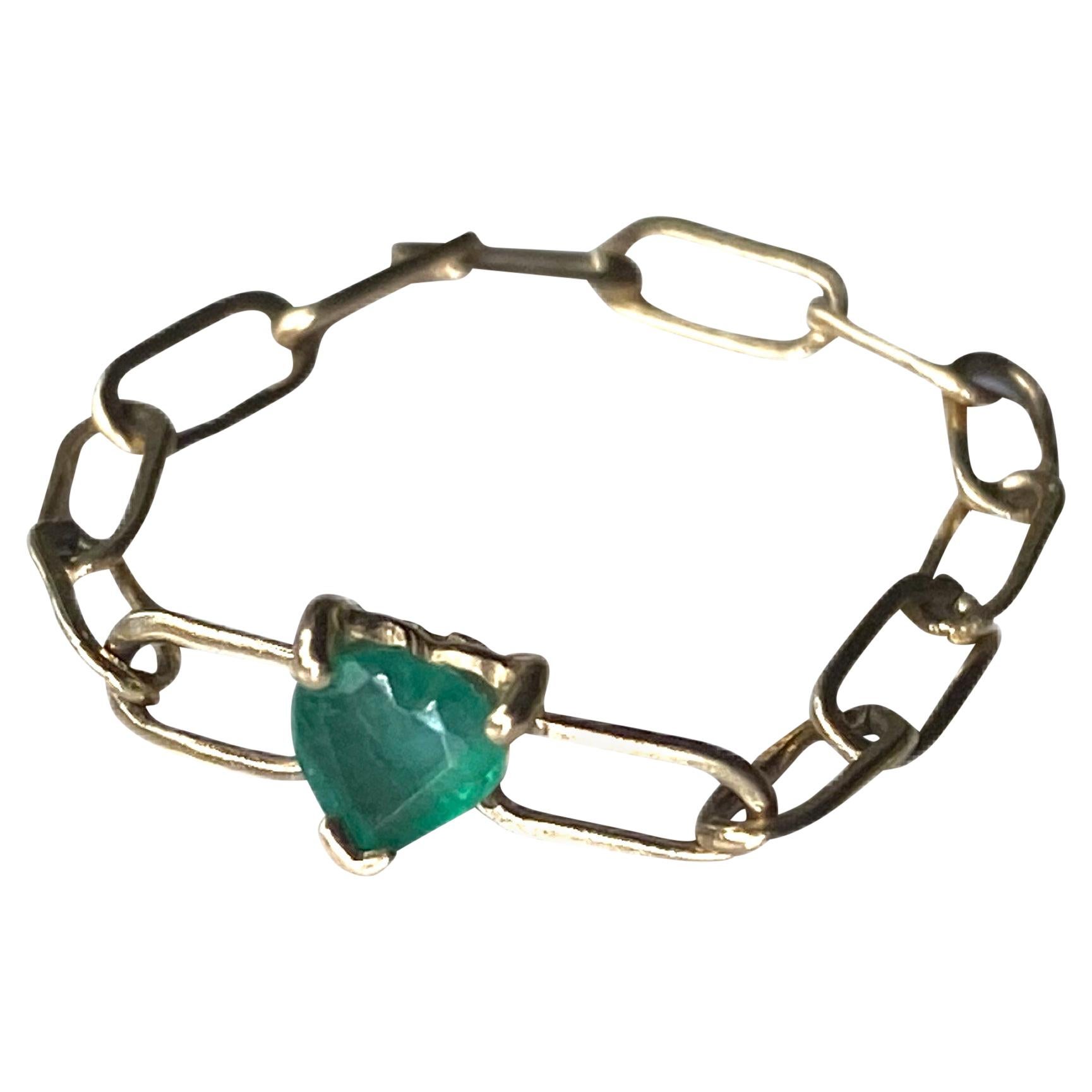 Heart Emerald Ring 14K Gold Chain J Dauphin For Sale
