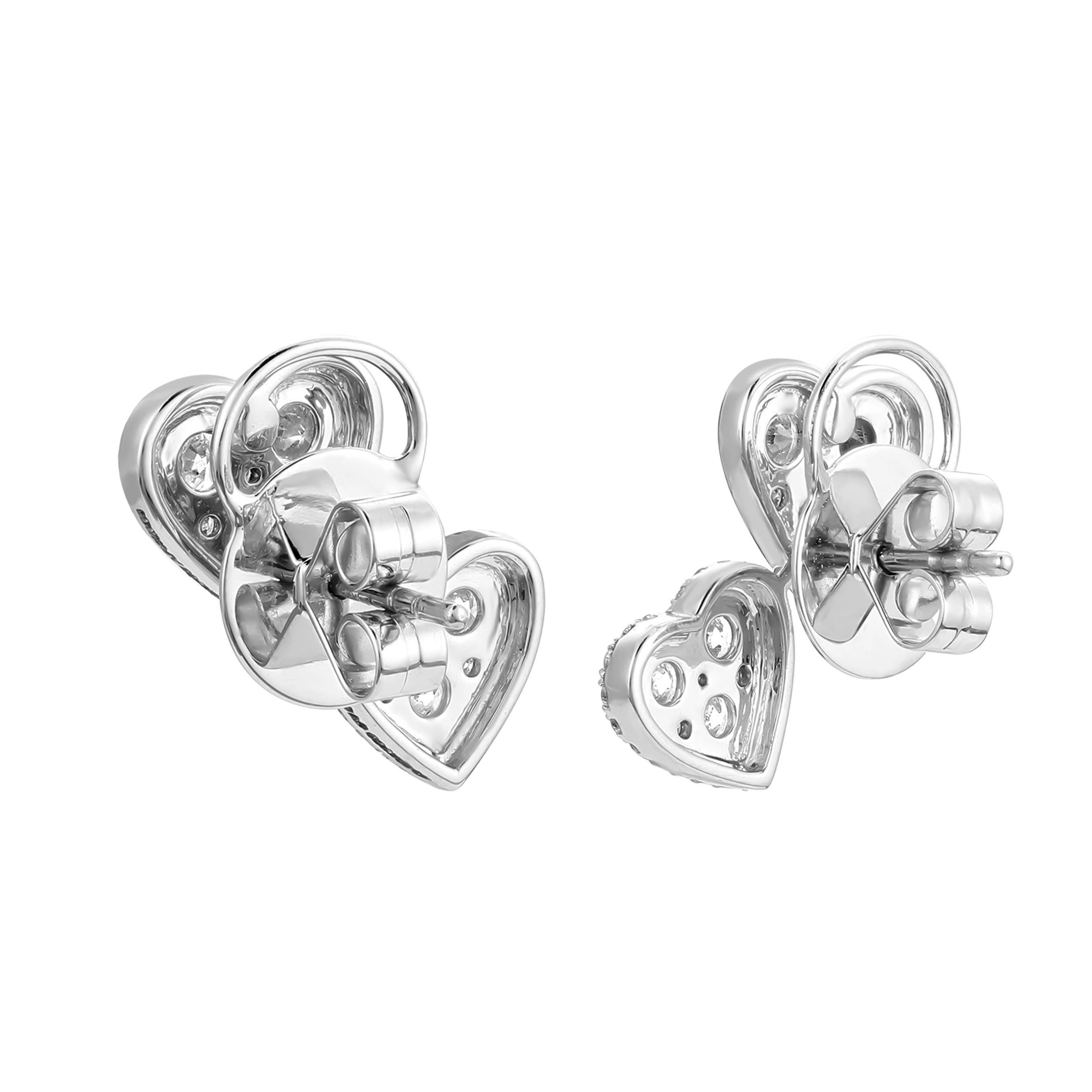 Art Deco Heart Enamel Studs For Sale