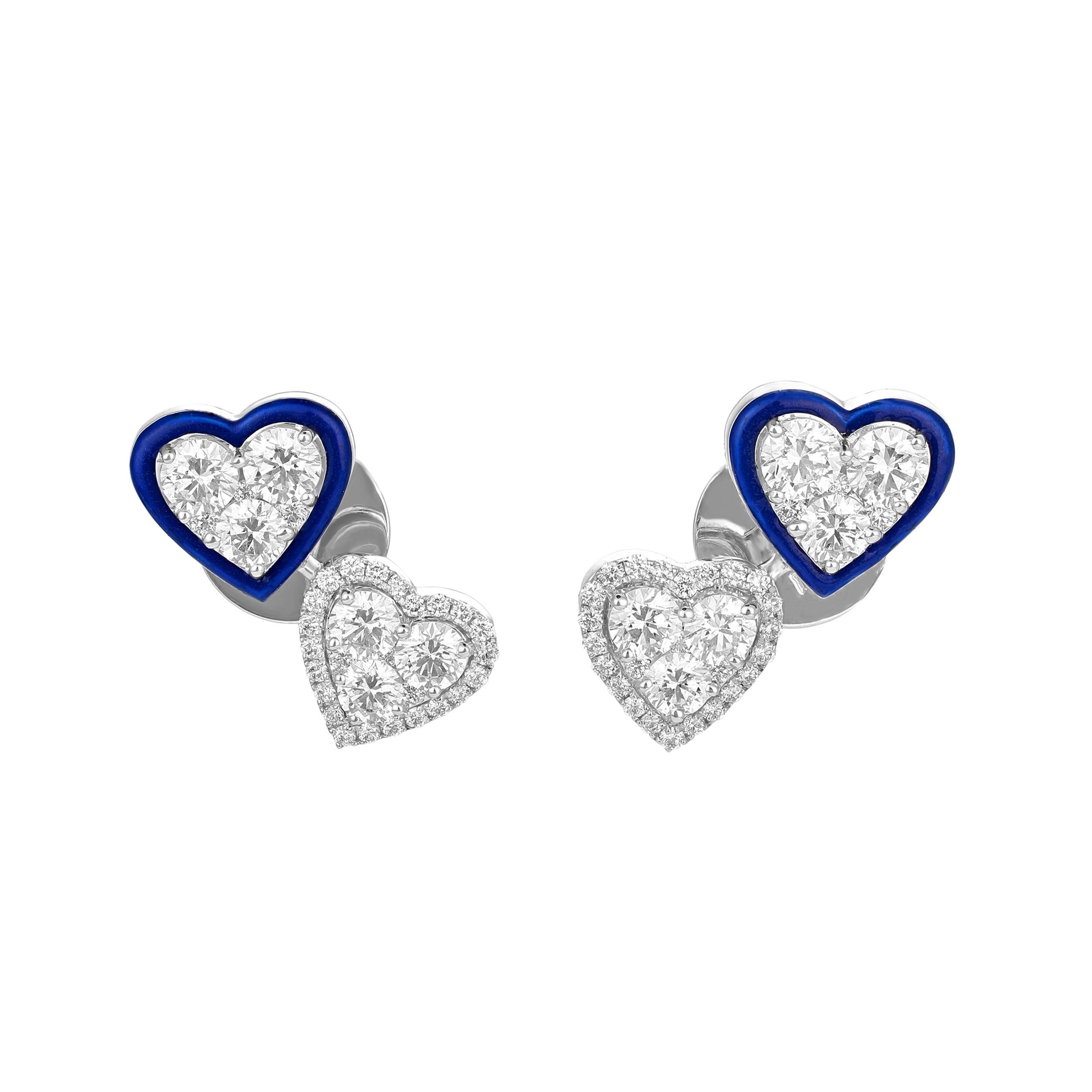 Round Cut Heart Enamel Studs For Sale