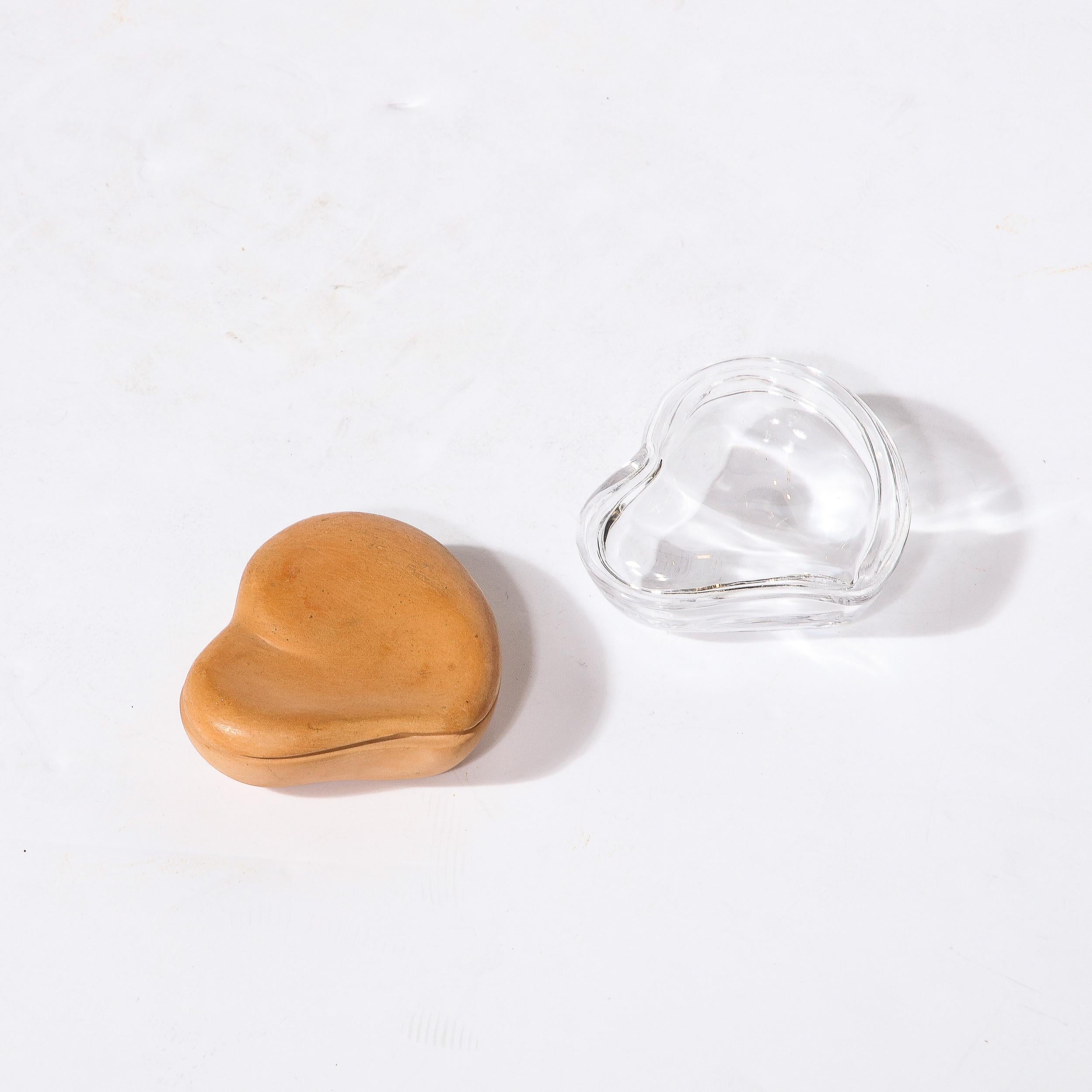 Modern Heart Form Glass & Terra Cotta Trinket Boxes by Elsa Peretti for Tiffany & Co. For Sale