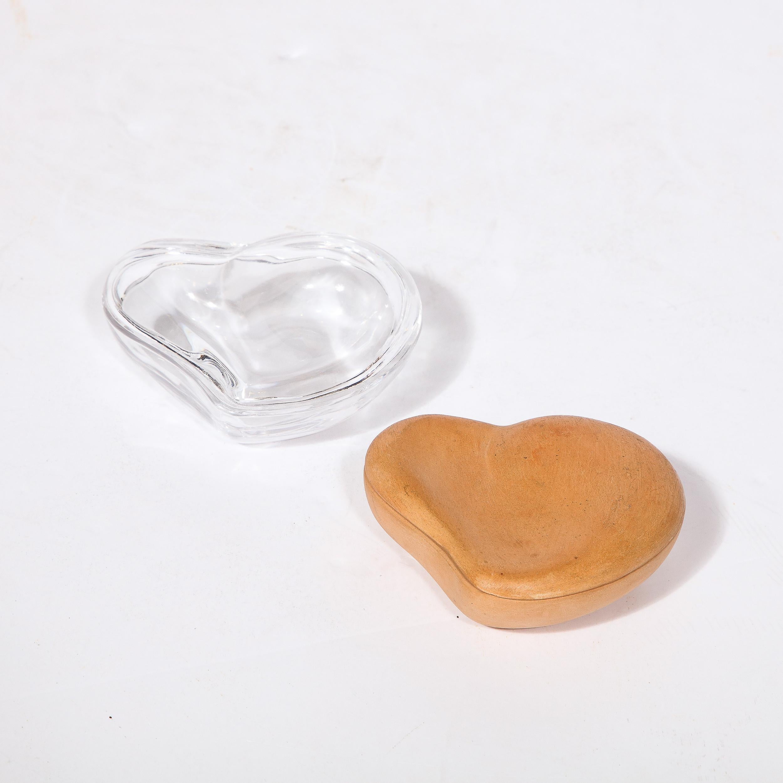 Heart Form Glass & Terra Cotta Trinket Boxes by Elsa Peretti for Tiffany & Co. For Sale 1