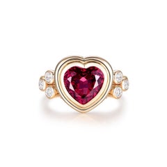Heart Garnet and Diamond Ring in 14K Yellow Gold Heart Garnet and Diamond Ring in 14K Yellow Gold