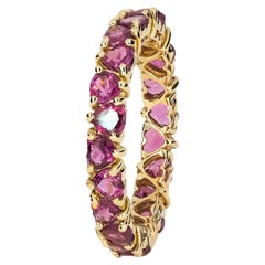 Heart garnet Eternity Ring in 14k gold