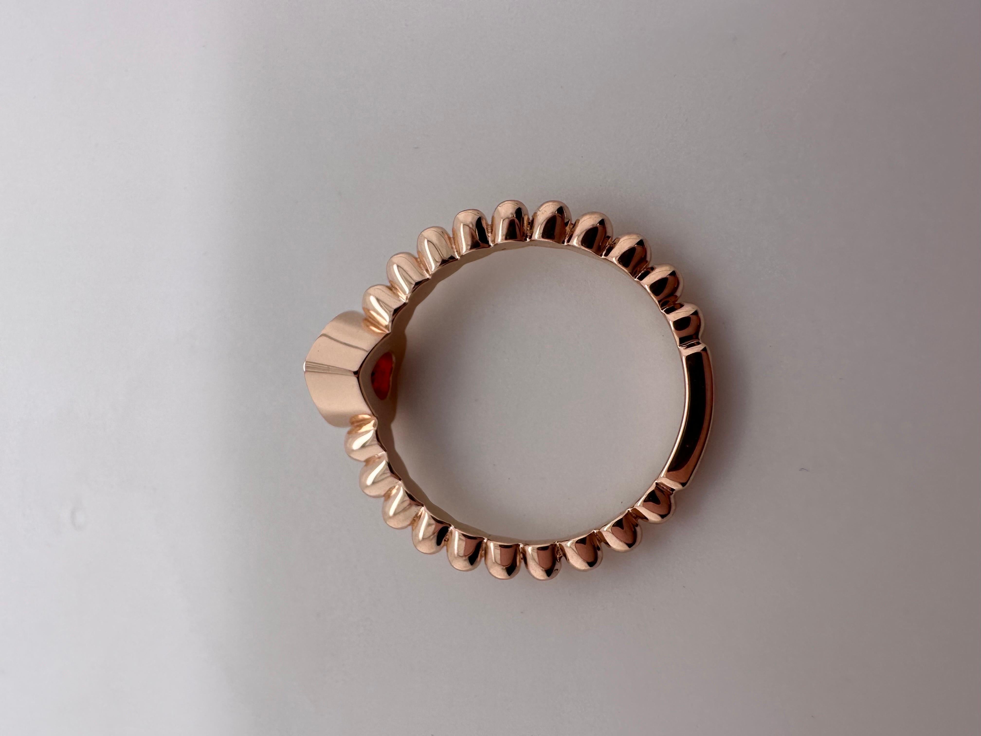 Herz-Granat-Ring 14KT Roségold Romantisch Natürlicher Granat Solitär Ring im Angebot 6