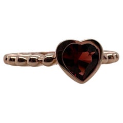 Heart garnet ring 14KT rose gold Romantic natural garnet solitaire ring