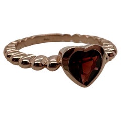 Herz-Granat-Ring 14KT Roségold Romantisch Natürlicher Granat Solitär Ring