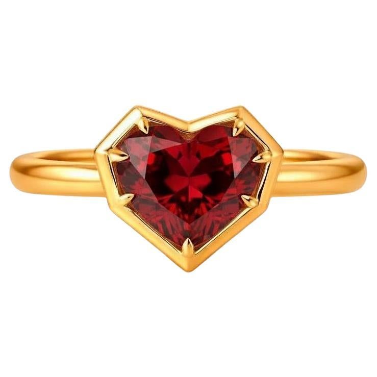 Heart garnet ring in 14k gold