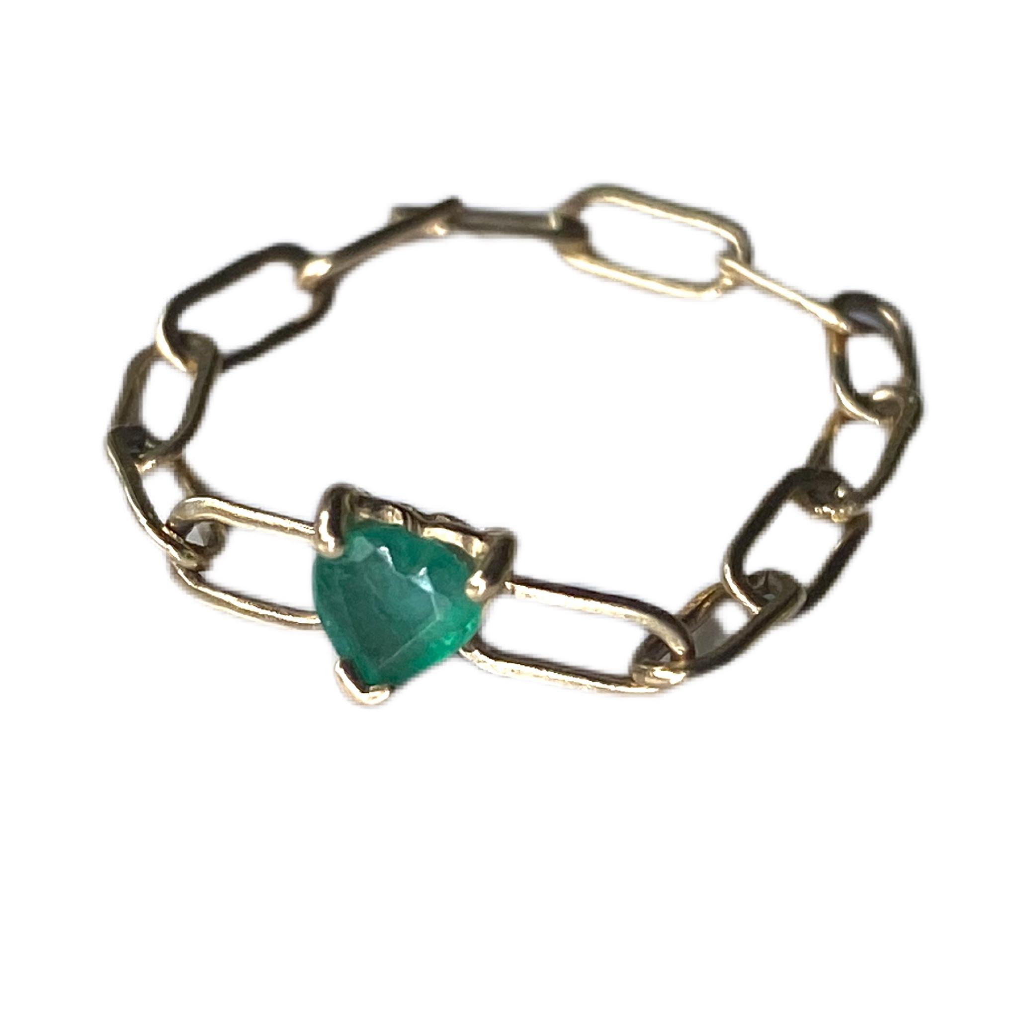Heart Cut Heart Gem Ring Chain Tanzanite 14K Gold J Dauphin For Sale