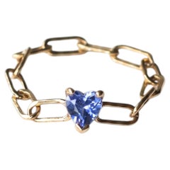 Heart Gem Ring Chain Tanzanite 14K Gold J Dauphin