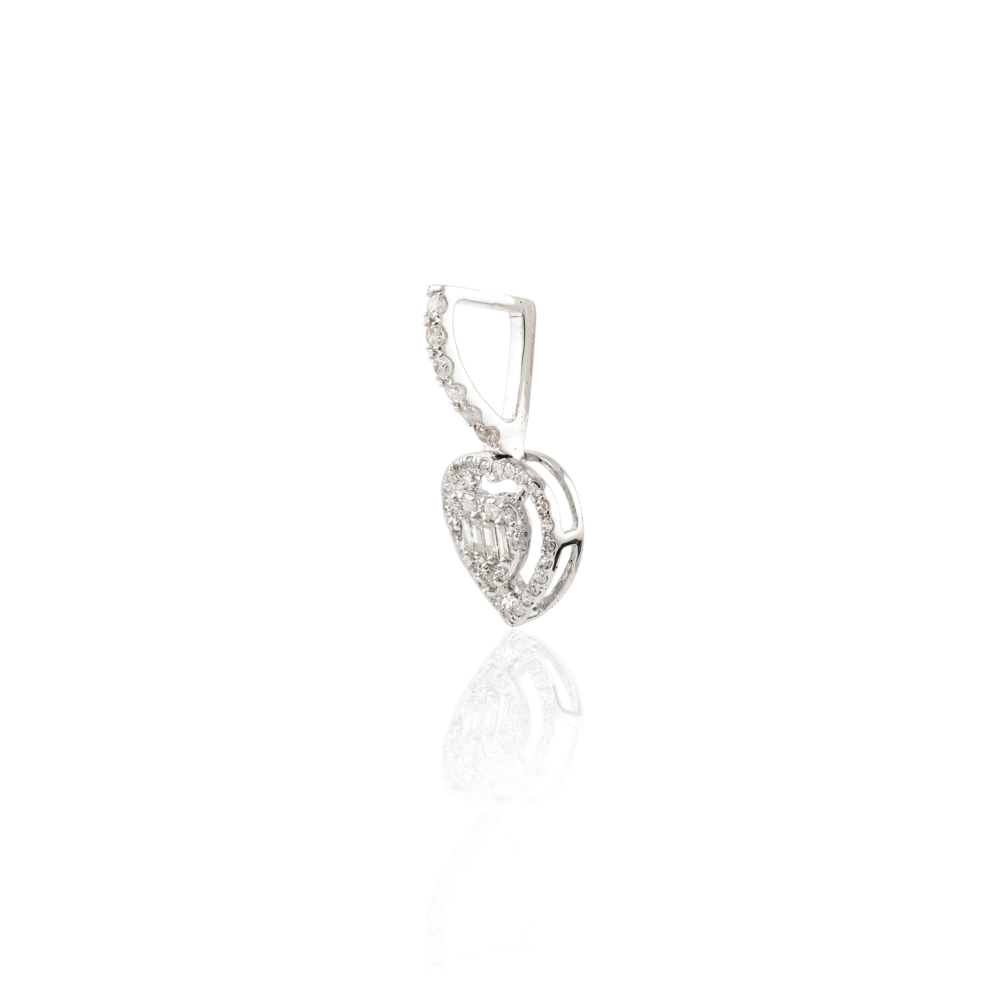 Mixed Cut Heart Diamond Pendant 18k Solid White Gold, Fine Jewelry Bride To Be Gift For Sale