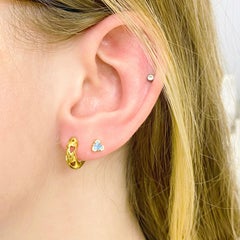 18K Heart Huggie Hoops Yellow Gold Hinged Hoop Earrings, Easy Clasp, Versatile