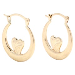 Heart Huggie Hoop Earrings, 14kt Yellow Gold