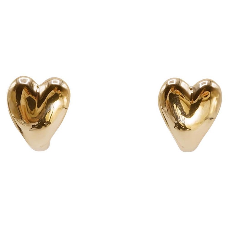 Heart Huggie Post Back Earrings by Mon Pilar For Sale at 1stDibs