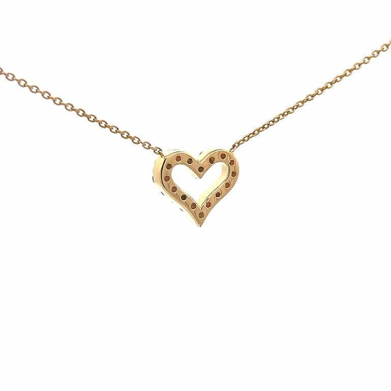 Heart in White Round Diamonds 0.29CT Pendant Necklace 14K Yellow Gold In New Condition For Sale In New York, NY