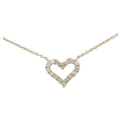 Heart in White Round Diamonds 0.29CT Pendant Necklace 14K Yellow Gold