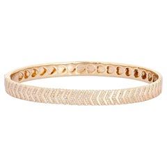Heart Interior 14K (or 18k upon request) Yellow Gold Chevron Bangle Bracelet