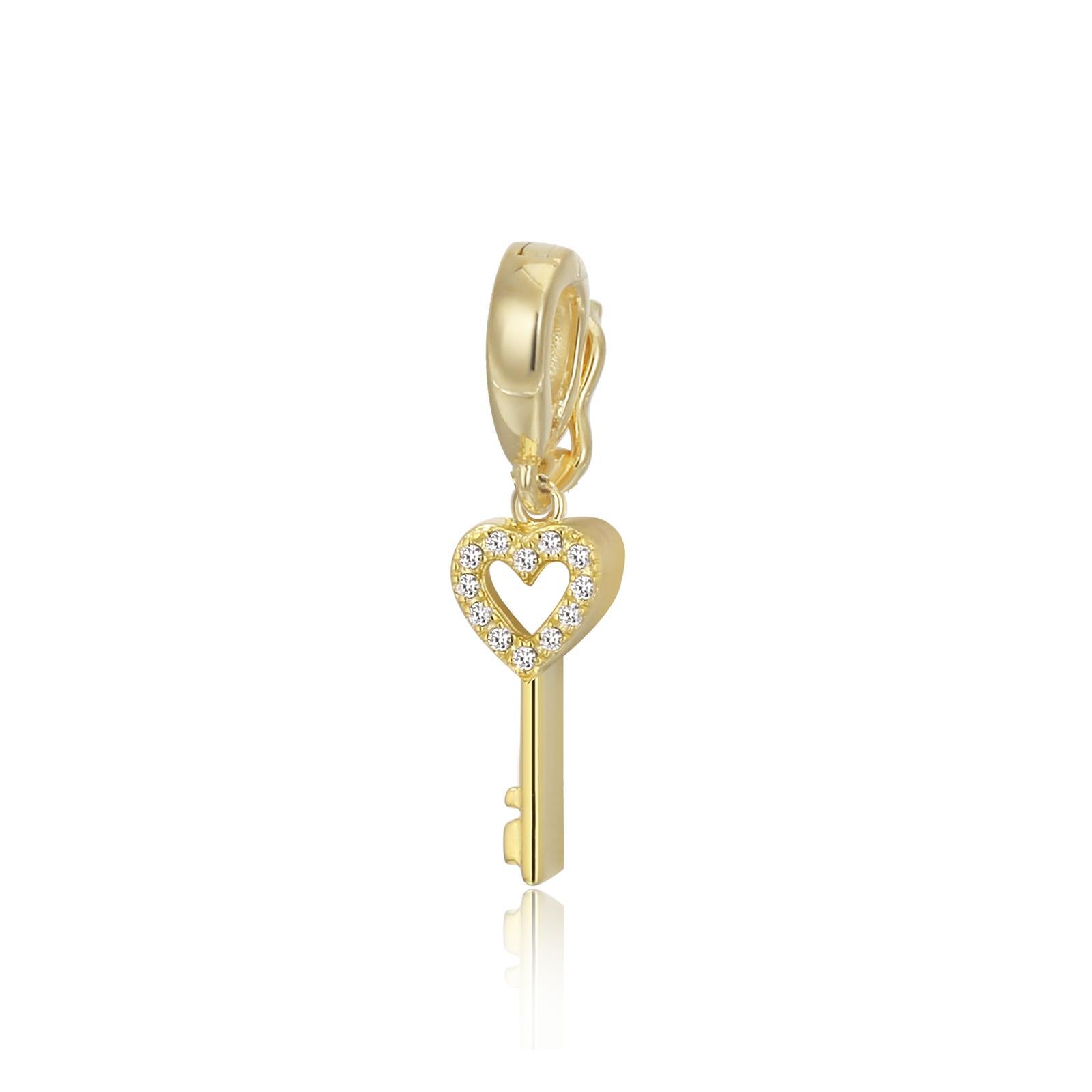 Heart Key Pave Pendant or Charm In New Condition For Sale In New York, NY