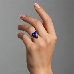 Heart Lapis Diamond 14K (or 18k upon request) Yellow Gold Pendant Ring