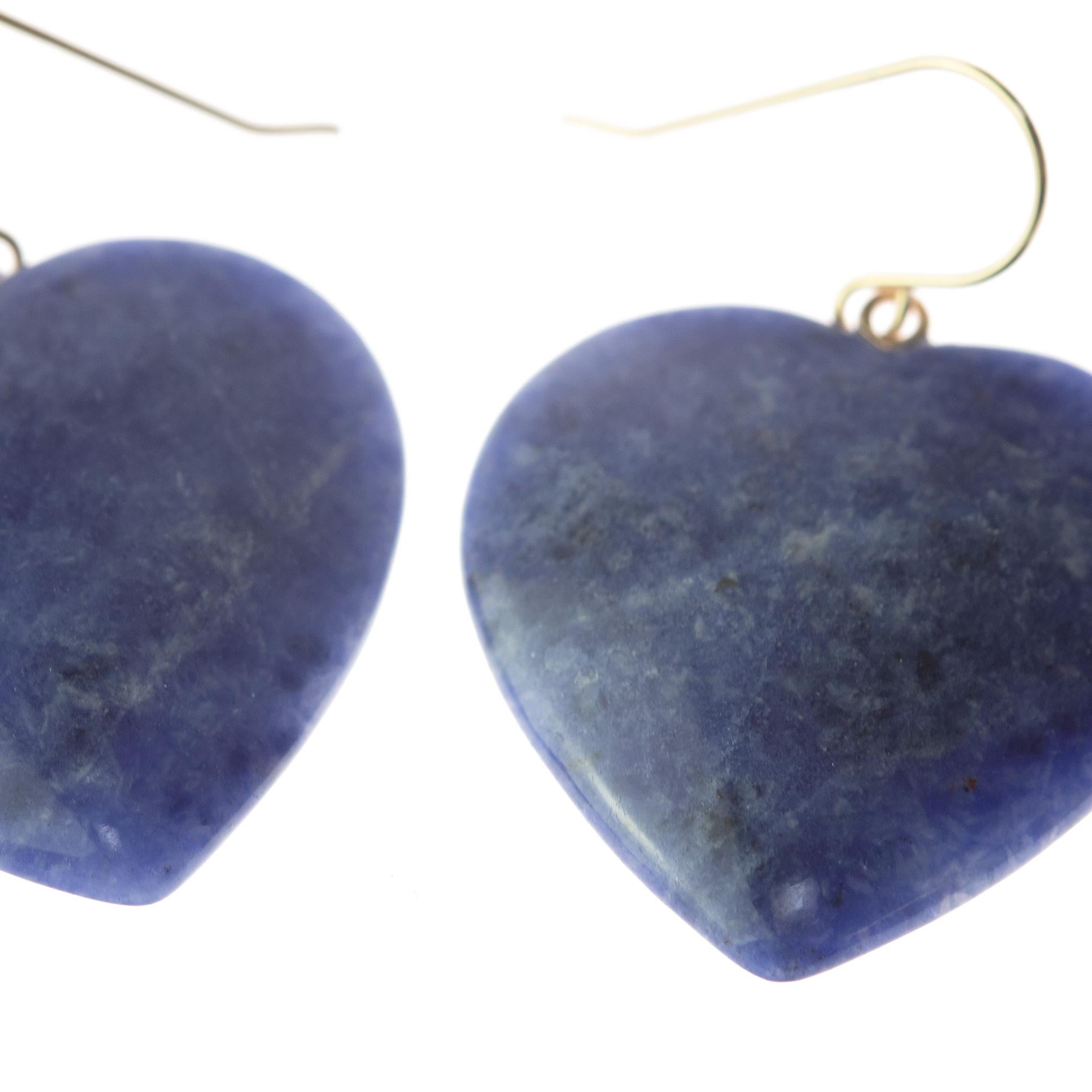 Heart Lapis Lazuli 18 Karat Yellow Gold Drop Modern Cocktail Chic Earrings In New Condition For Sale In Milano, IT