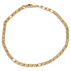 Heart Link Bracelet in 14k Yellow Gold Love Link Chain Bracelet