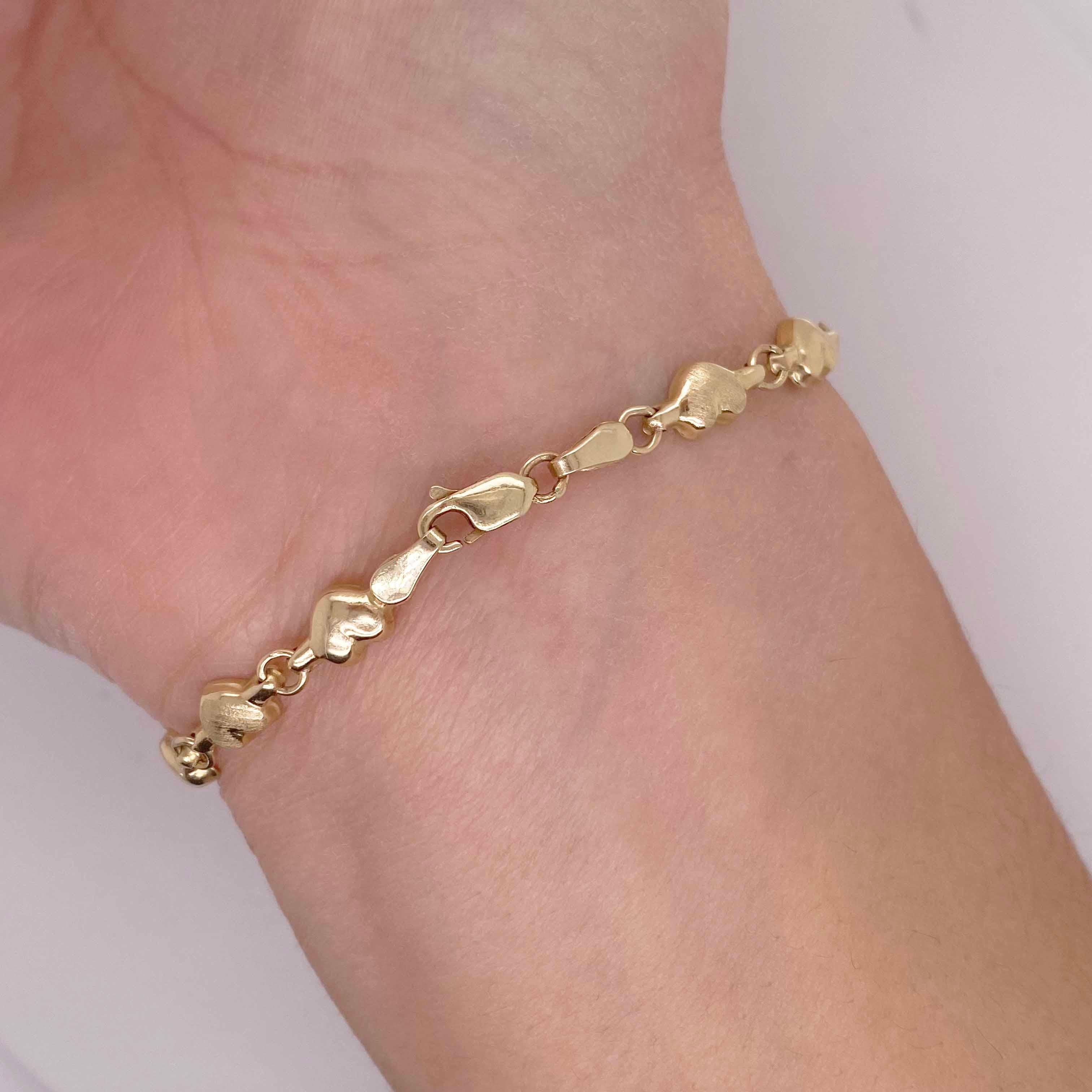 Heart Link Bracelet, Yellow Gold, 4.3 Grams, Adorable Chain Bracelet 1