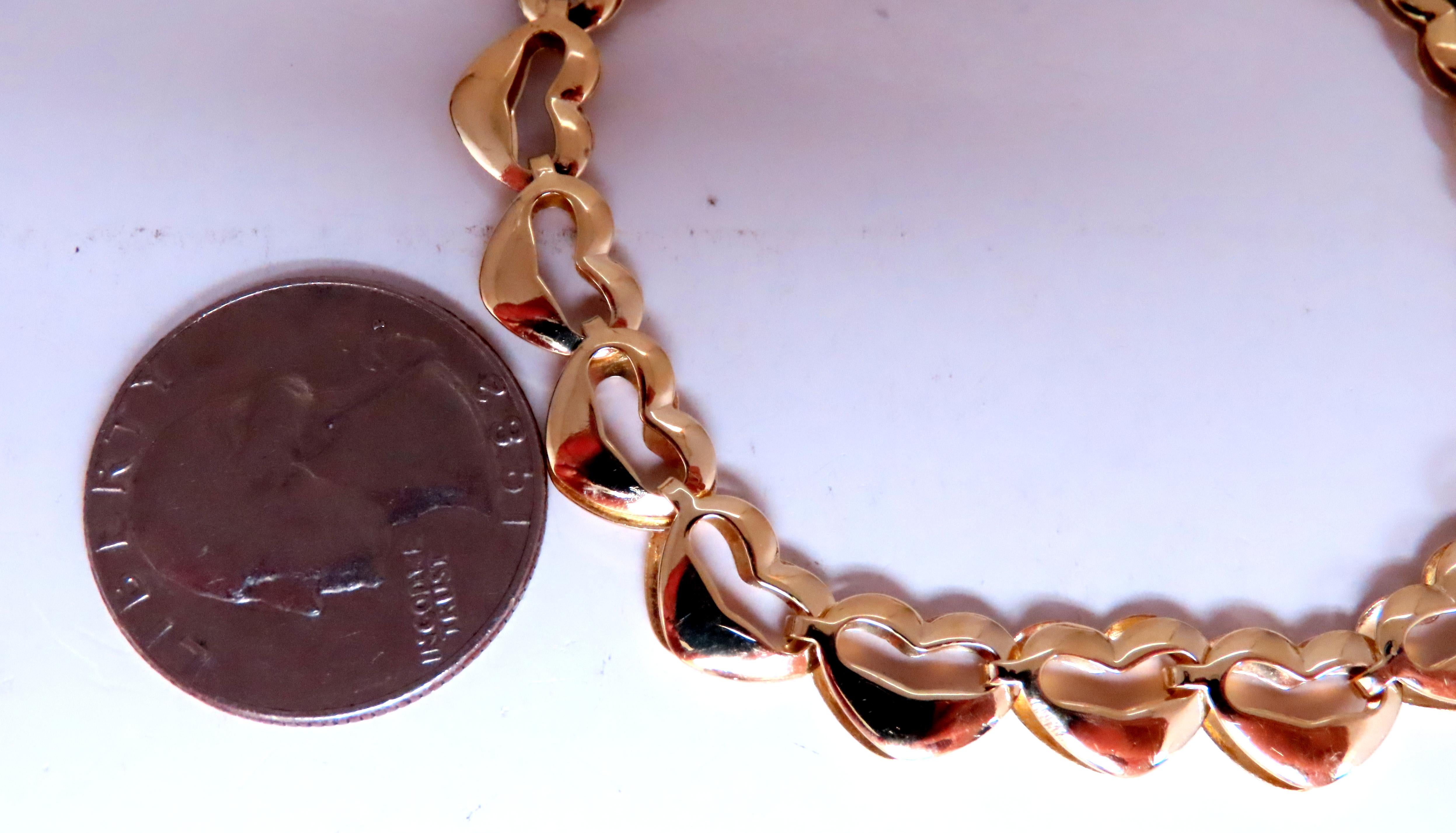 Moderne Bracelet à maillons en forme de cœur Mod déco 14 carats 8 mm 12449 en vente