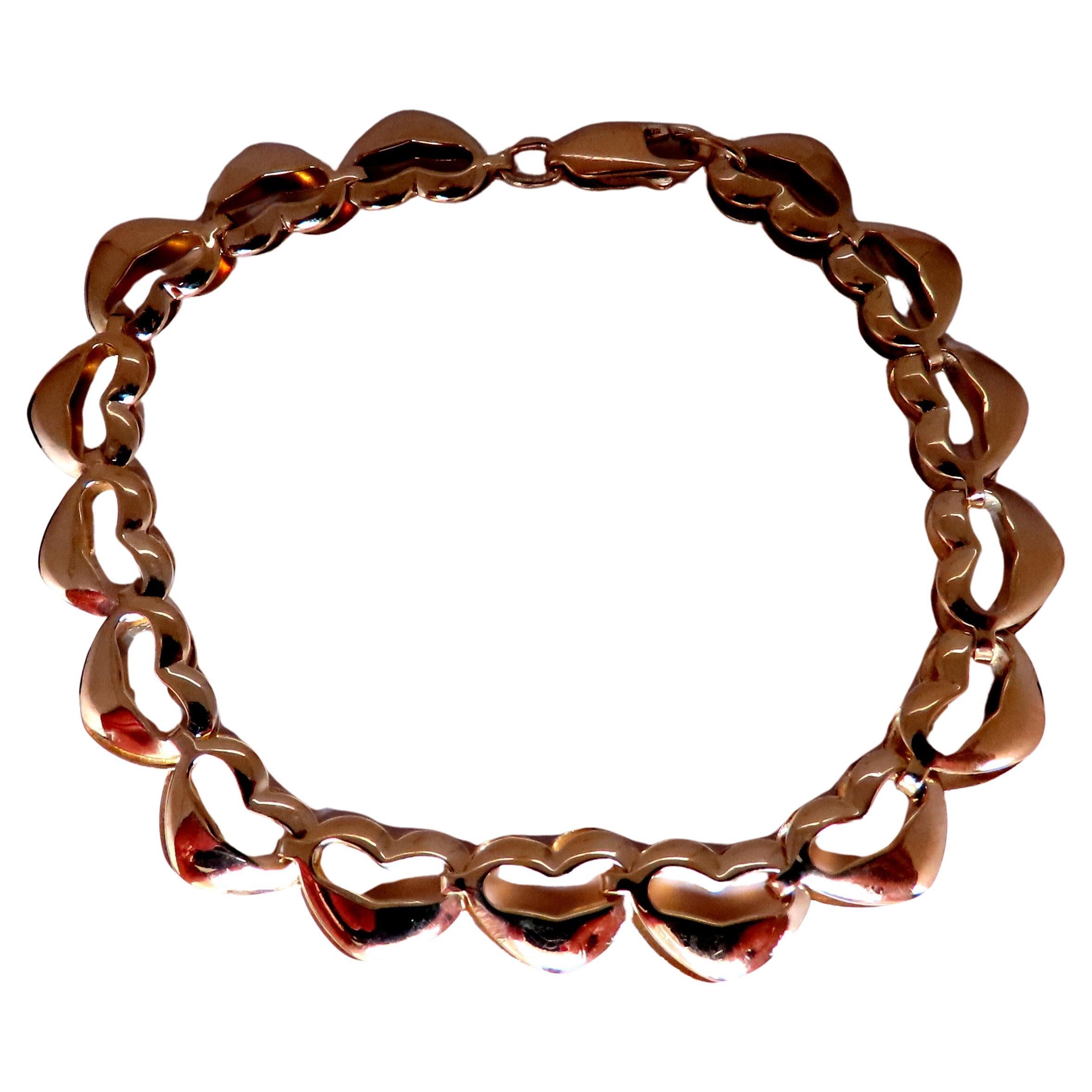 Heart Linked Bracelet Mod Deco 14kt 8mm 12449