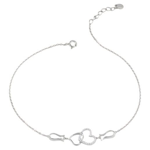 Heart Linked Charm Bracelet 925 Sterling Silver Moissanite Bracelet Gift For Her