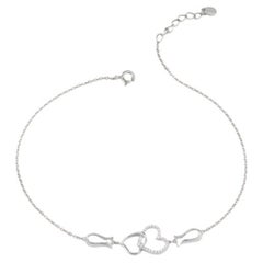 Heart Linked Charm Bracelet 925 Sterling Silver Moissanite Bracelet Gift For Her Heart Linked Charm Bracelet 925 Sterling Silver Moissanite Bracelet Gift For Her