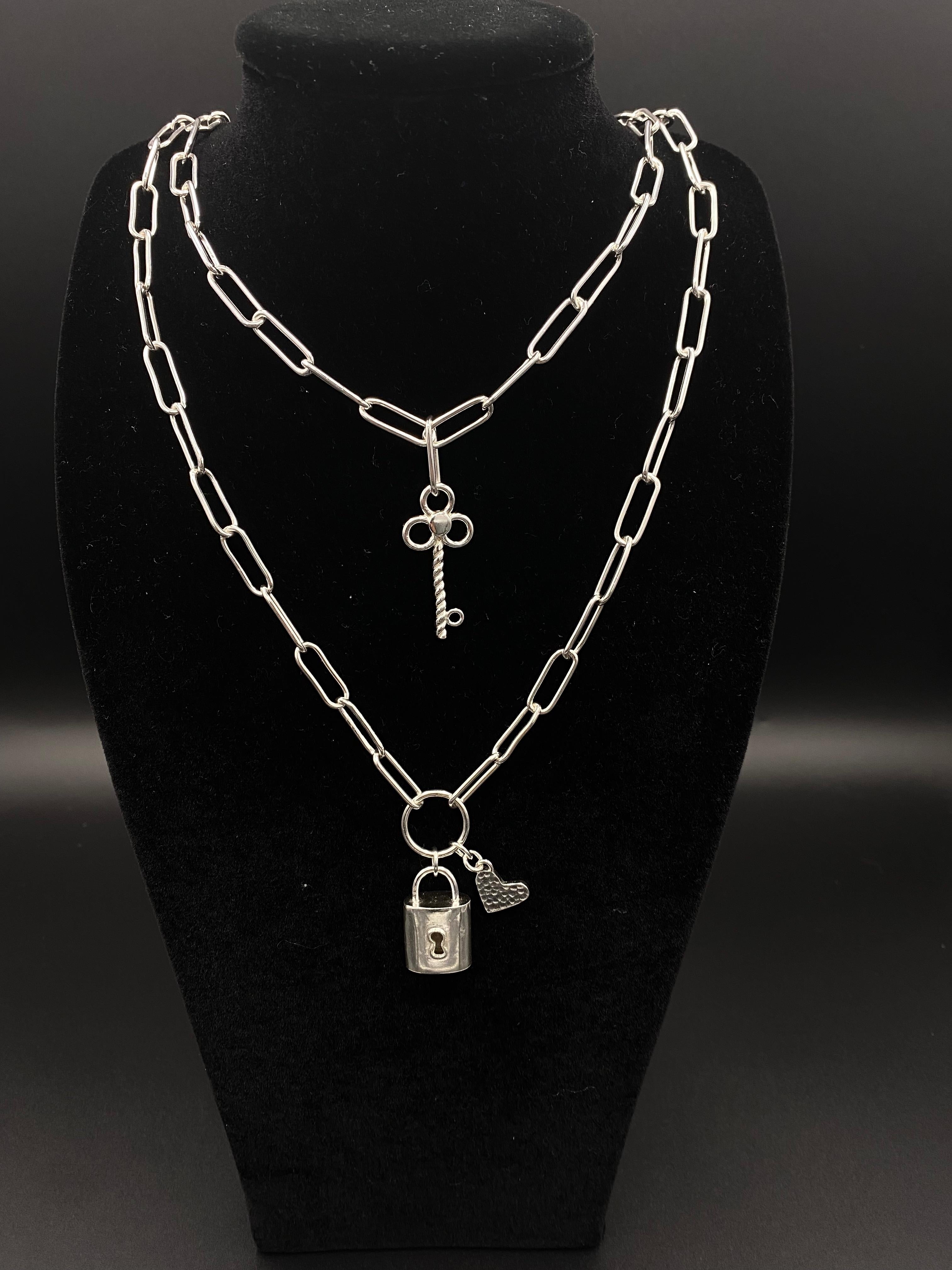 -Available
-Handmade
-Sterling silver
-48 inches

Introducing our stunning handmade paperclip necklace, crafted in sterling silver with meticulous attention to detail. Each link is individually made by hand, showcasing exceptional craftsmanship and