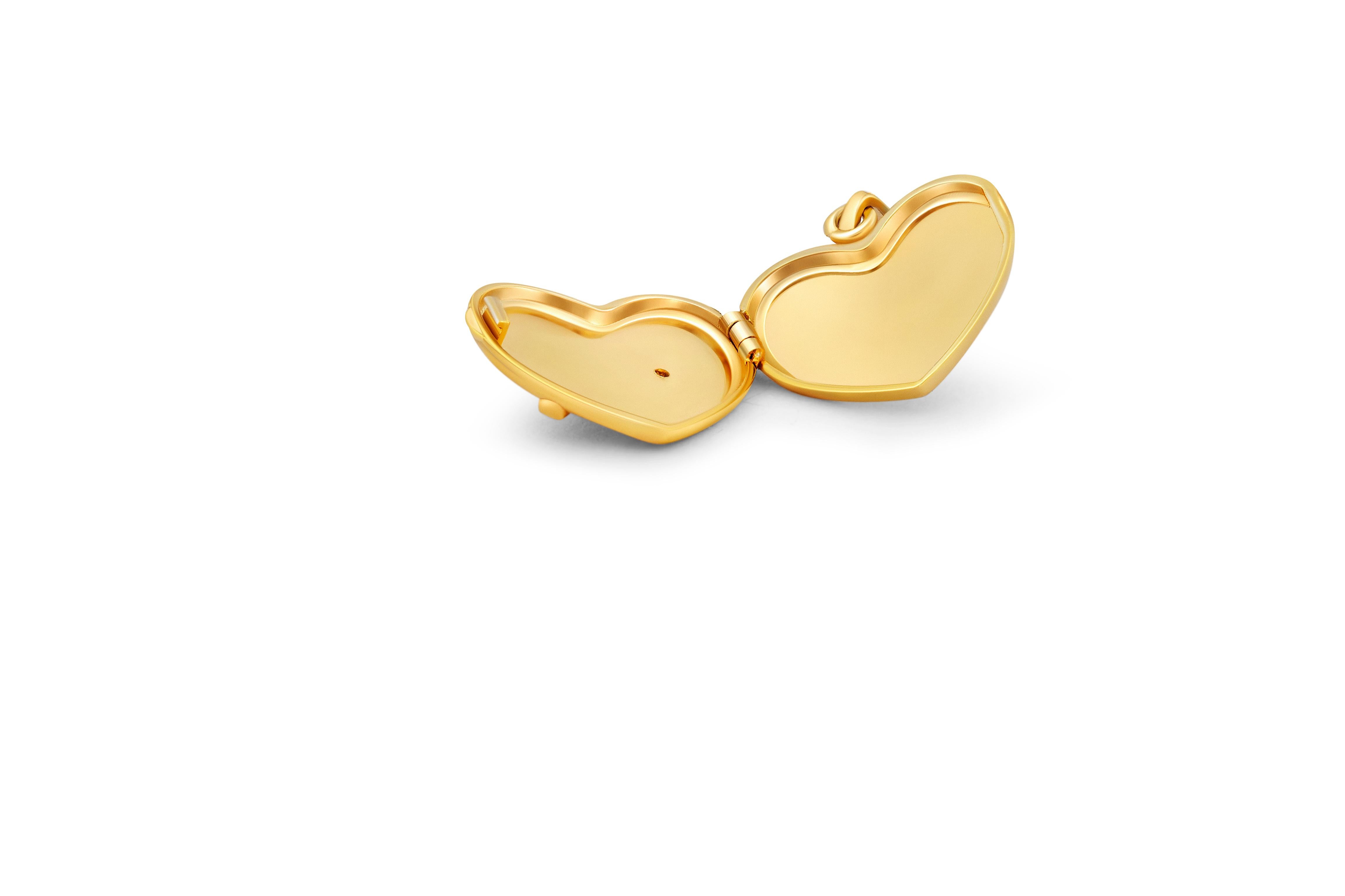 Women's Heart Locket Charm Necklace in 14k gold  For Sale