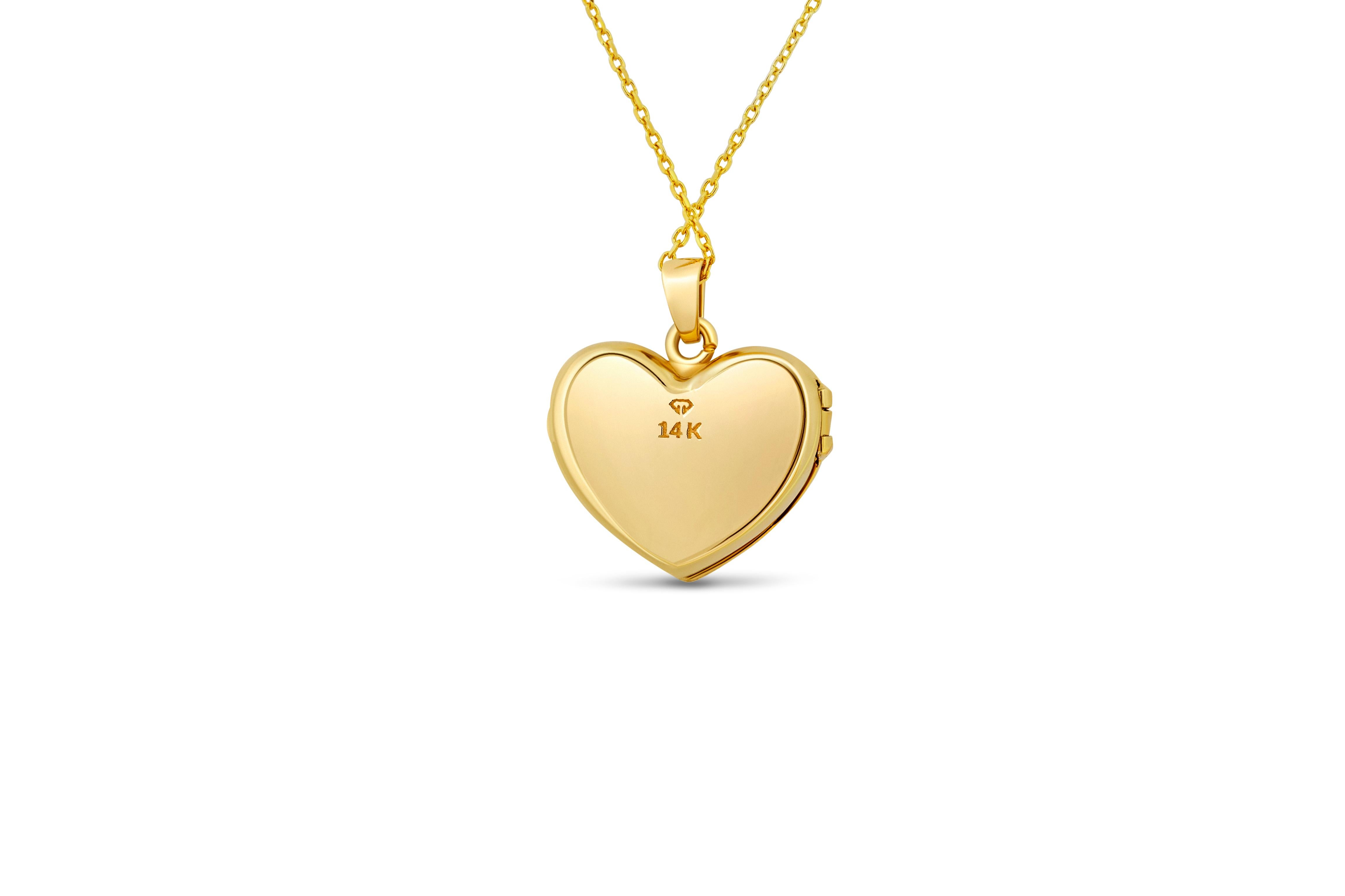 Heart Locket Charm Necklace in 14k gold  For Sale 2