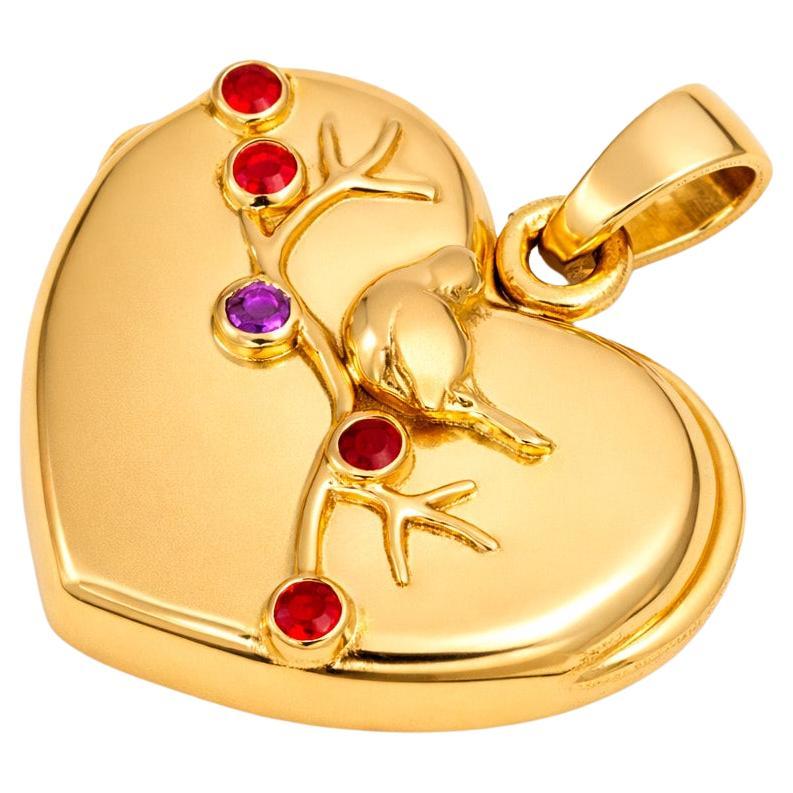 Collana con ciondolo a forma di cuore in oro 14k in vendita