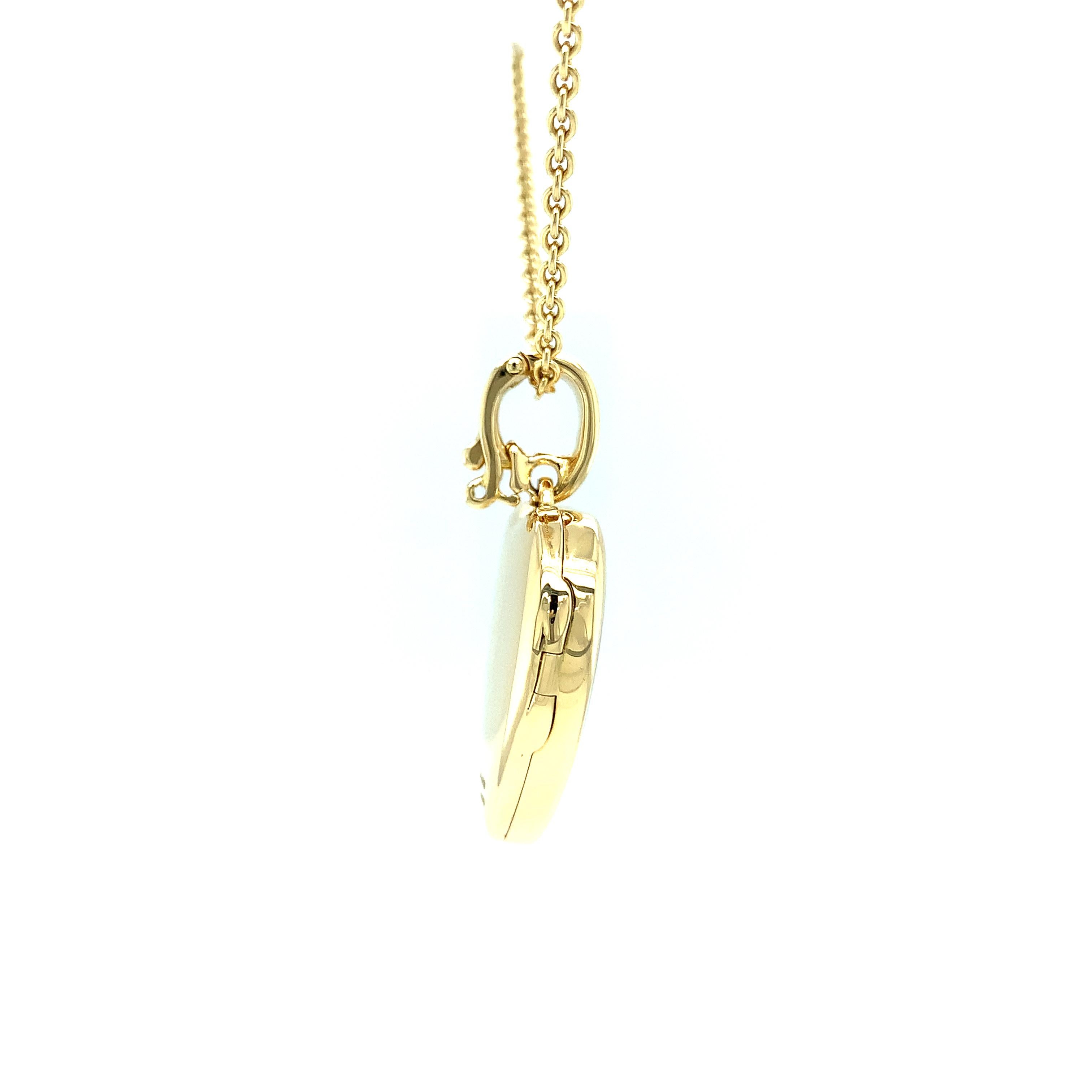 Taille brillant Collier pendentif en forme de cœur en or jaune 18 carats, émail rouge et 5 diamants 0,05 carat H VS en vente