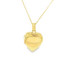 Heart Locket Pendant Necklace - 18k Yellow Gold - robust design - 23 x 25 mm