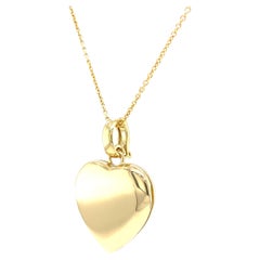 Heart Locket Pendant Necklace - 18k Yellow Gold - robust design - 23 x 25 mm