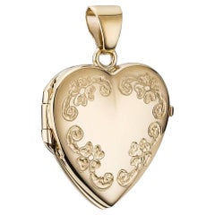 Heart Locket with Pattern – 14 Karat Gold – 16 x 19 mm – 3.1 g