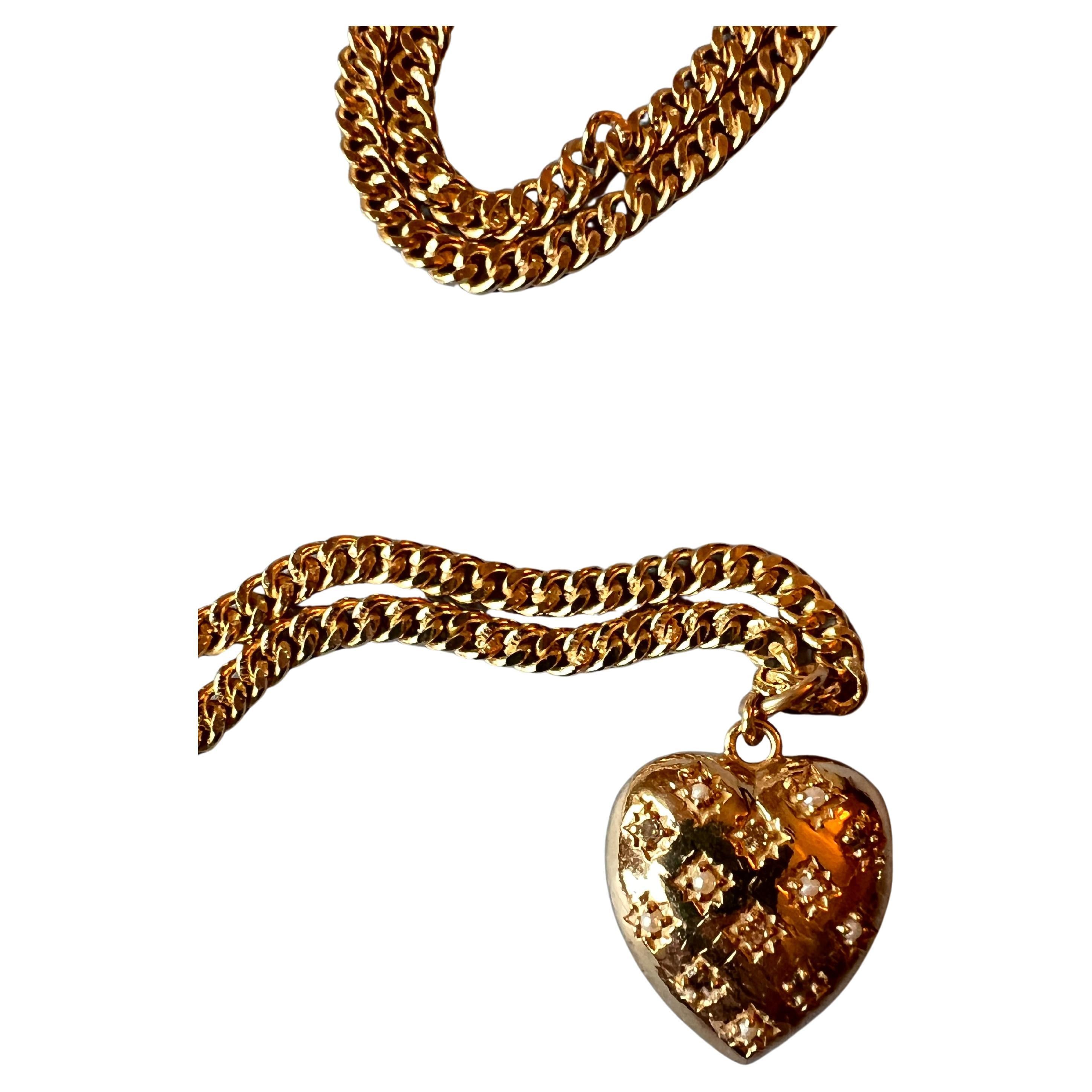 Women's Heart White Diamond Heart Pendant Chain Necklace White Pearl Victorian Style For Sale