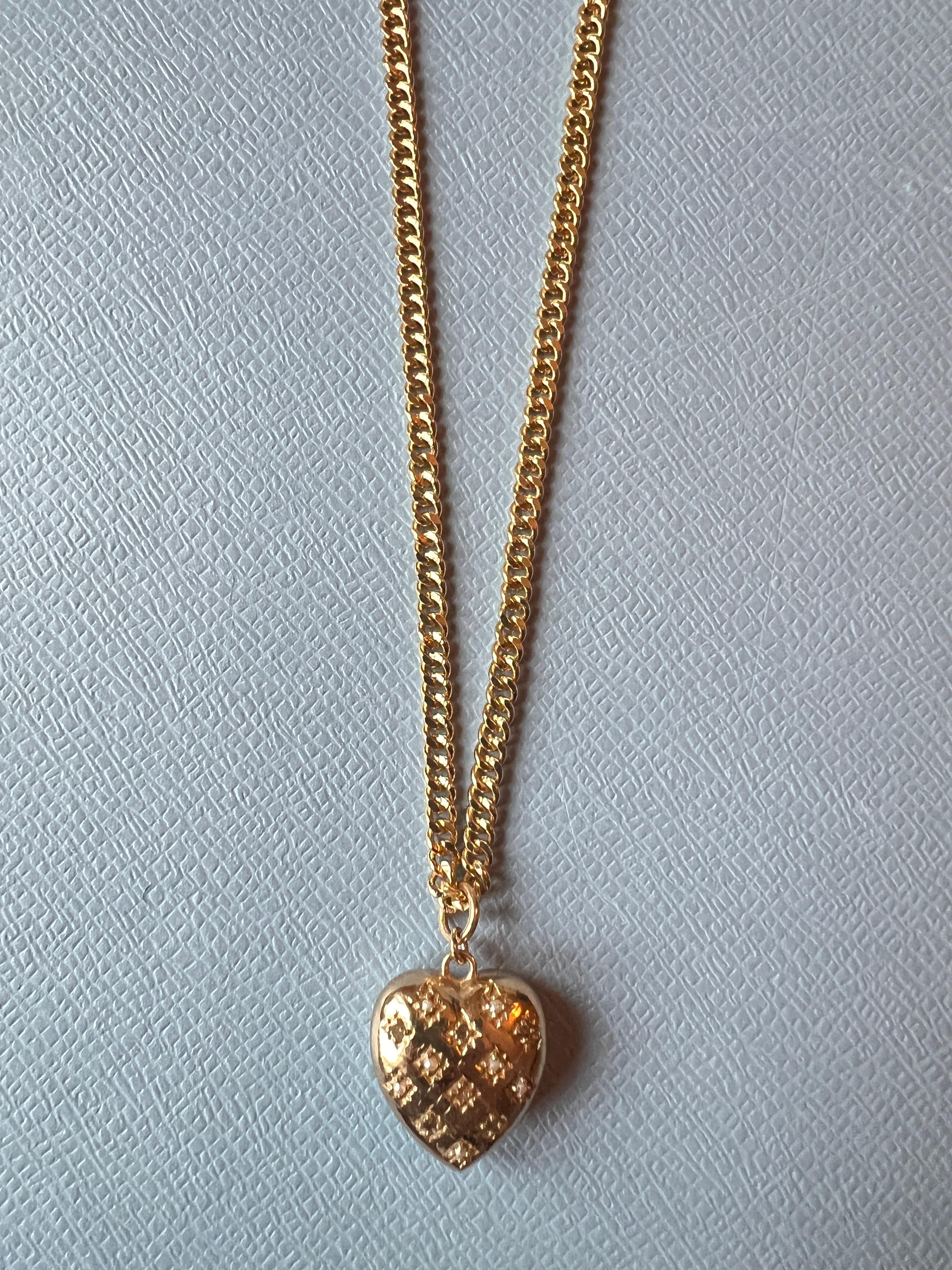 Heart White Diamond Heart Pendant Chain Necklace White Pearl Victorian Style For Sale 3