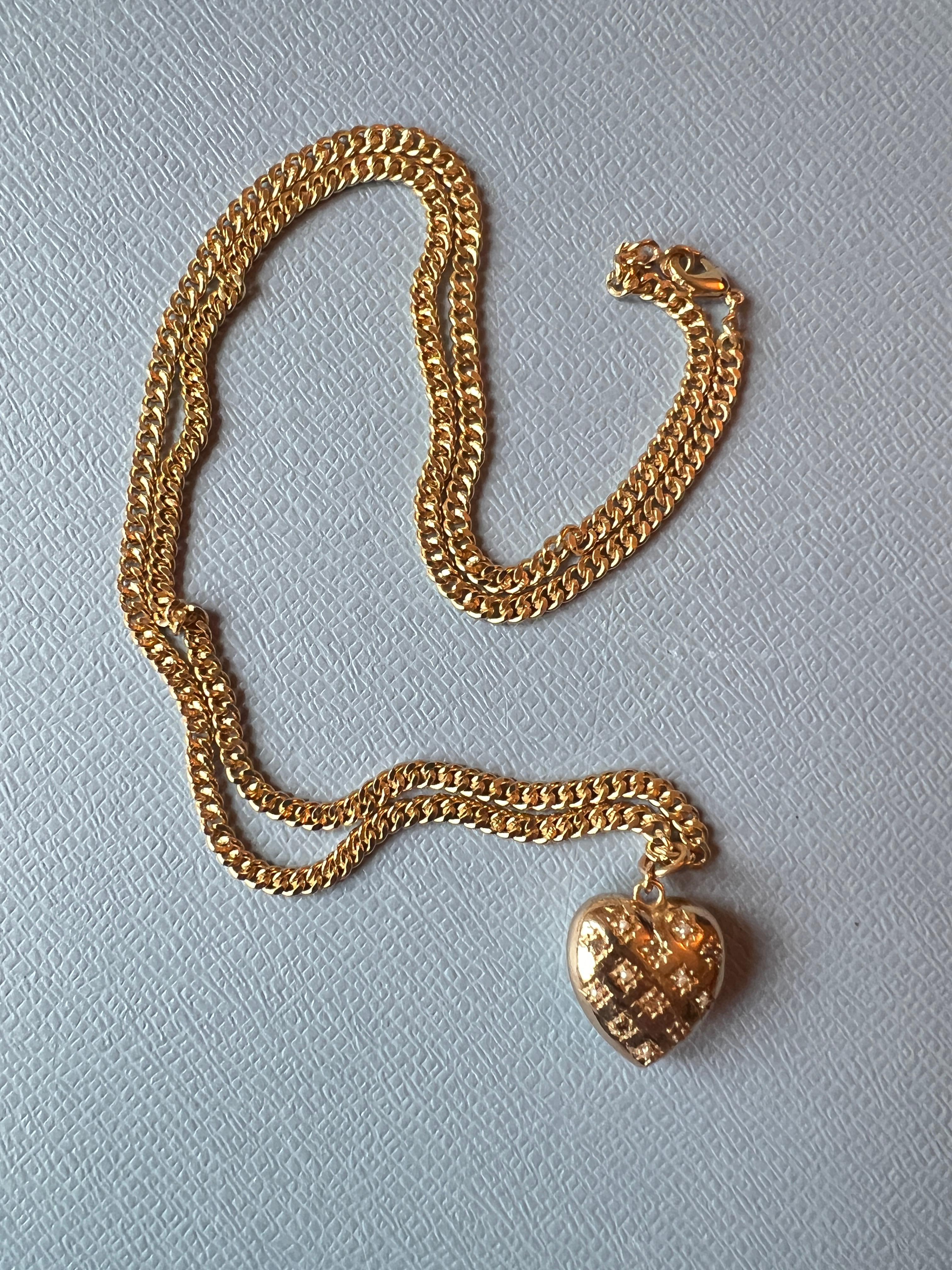 Heart White Diamond Heart Pendant Chain Necklace White Pearl Victorian Style For Sale 5