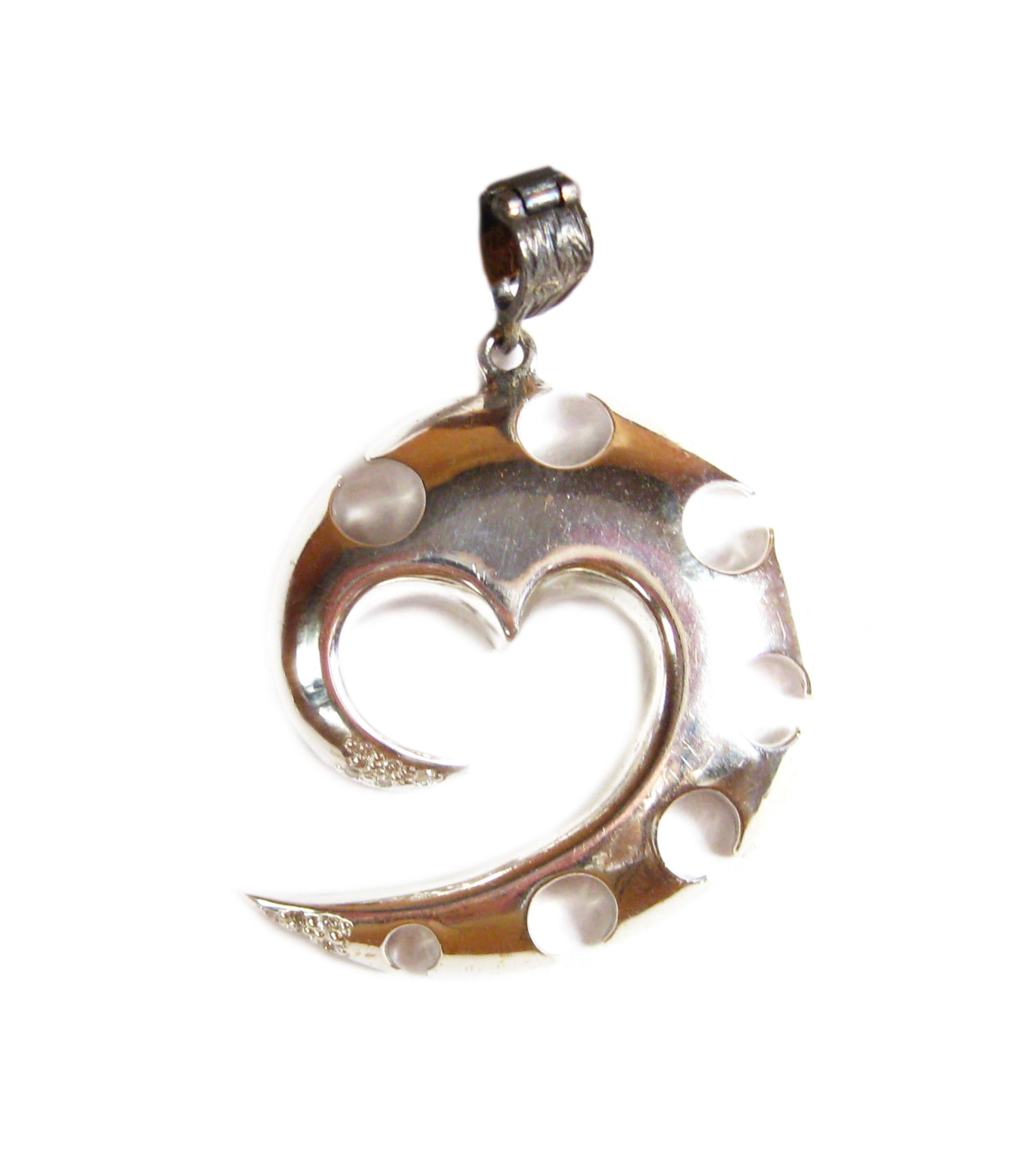 Brilliant Cut Diamond Time Traveler Heart in Silver  For Sale