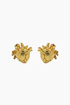 Mini-Ohrringe in Herzform aus bronzefarbener, 22-karätig vergoldeter Bronze von SOPHIE SIMONE DESIGNS