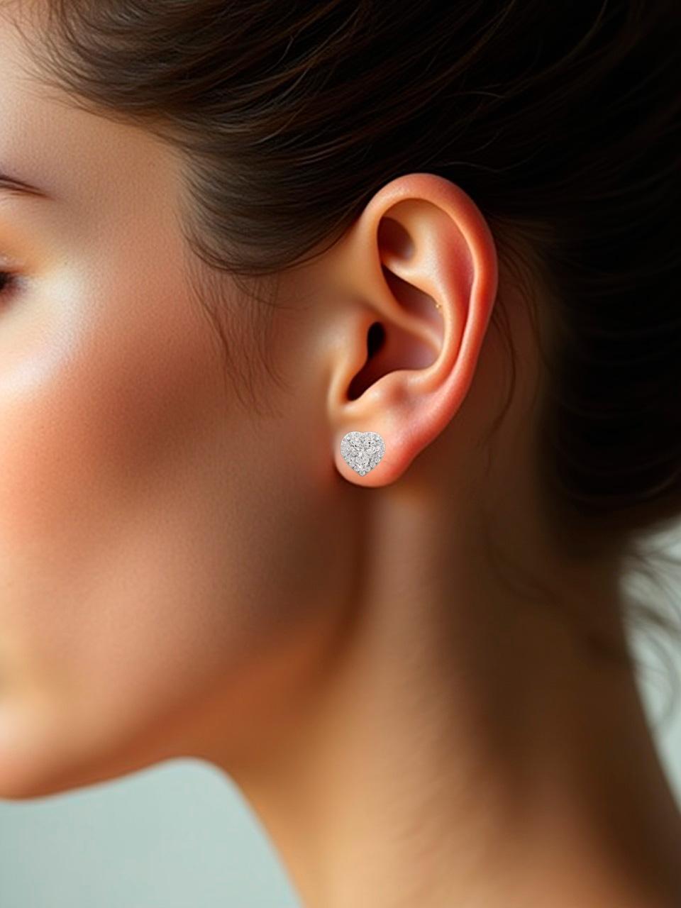 Moderno Orecchini a cerchio in moissanite con cuore in vendita