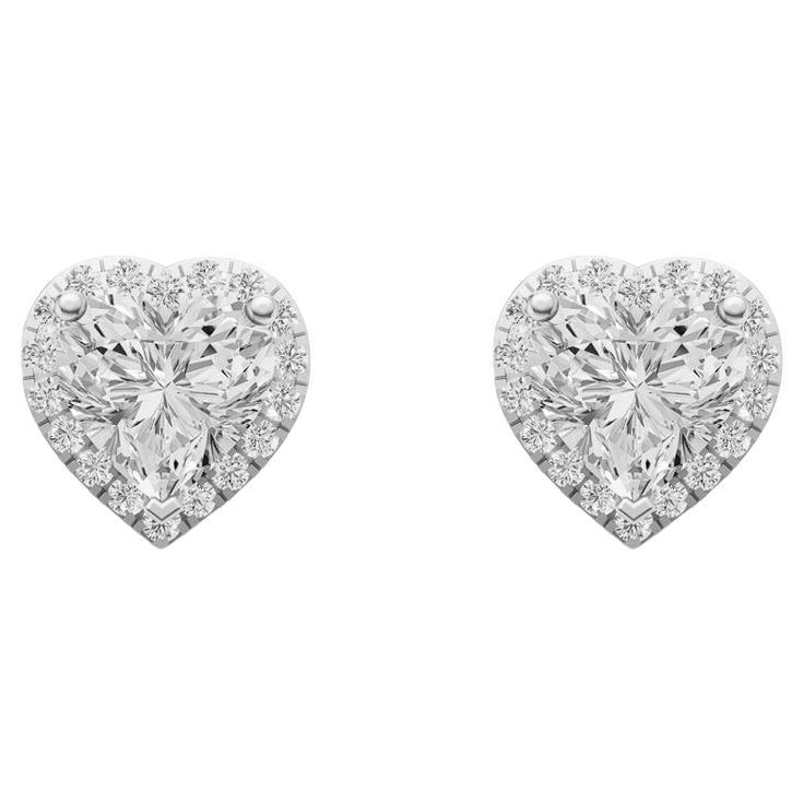 Orecchini a cerchio con cuore in moissanite in oro 14k in vendita