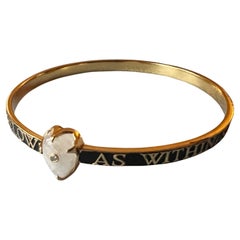 Bracciale con pietra di luna a forma di cuore, diamante e smalto nero, bracciale in stile vittoriano Hermetica