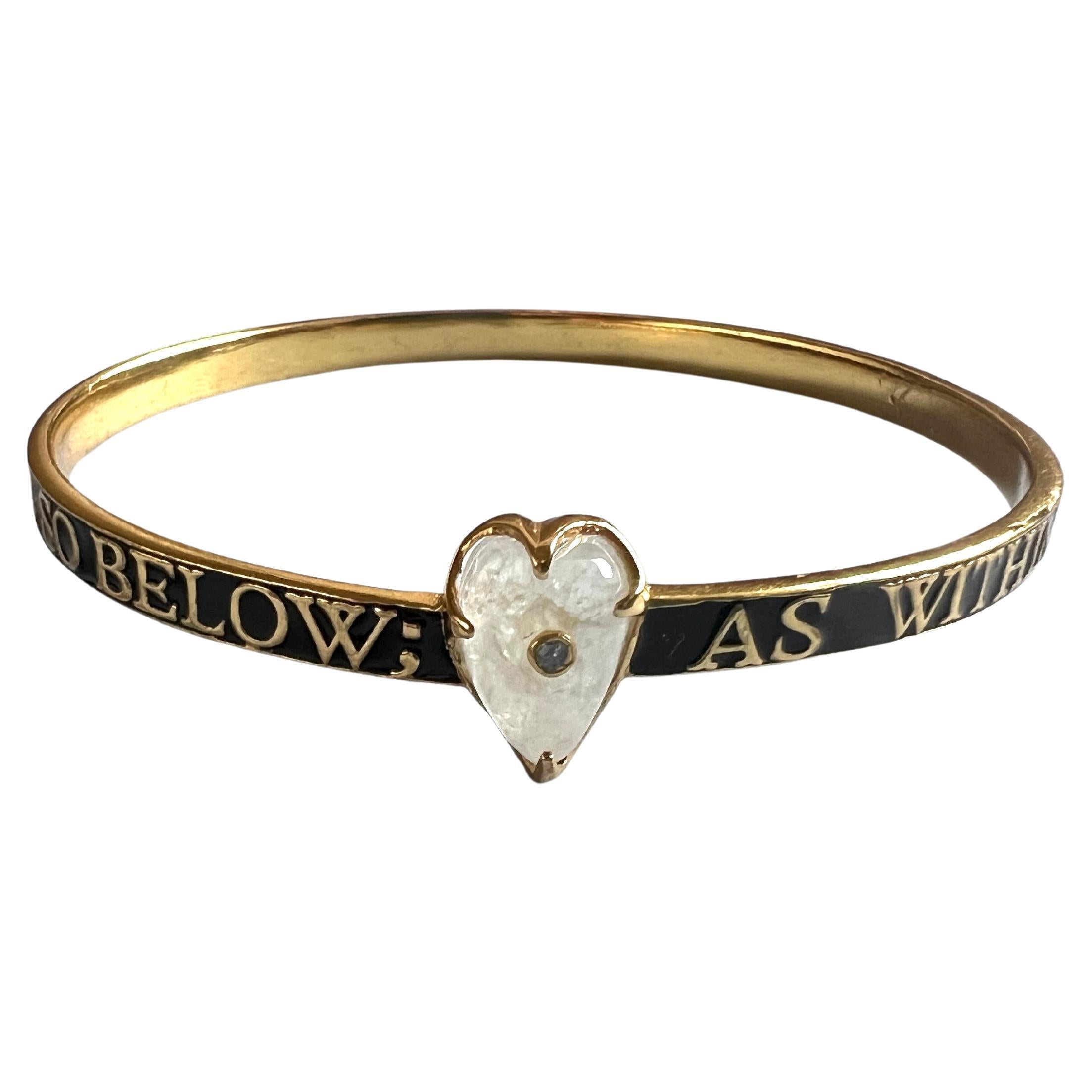 Bracciale con diamante in pietra di luna Smalto nero