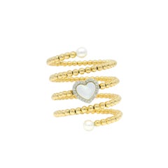 Herz Perlmutt & Diamant 18-Karat Perlen Wickelring Vorrätig